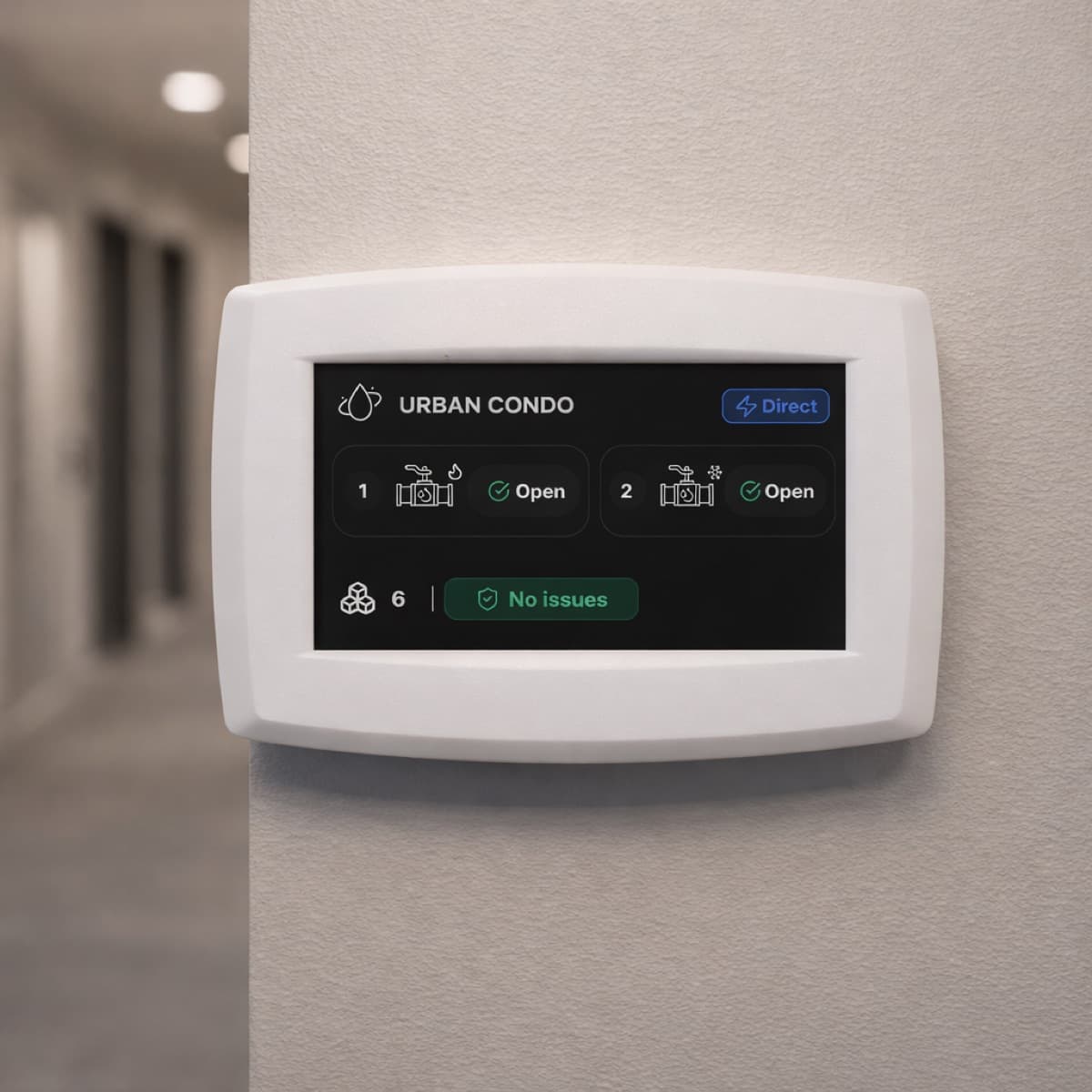 Panneau Astra dans un corridor de condo